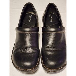 Kohl's Sonoma Life Style Women 9 MED Black Leather Clogs Comfort Shoe Workwear